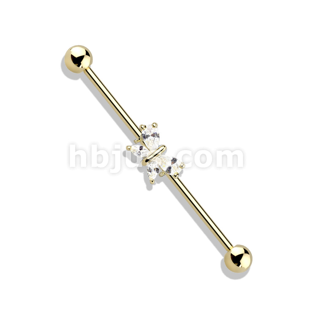 316L Surgical Steel Tear Drop and Marquise CZ Butterfly 316L Surgical... - Image 4