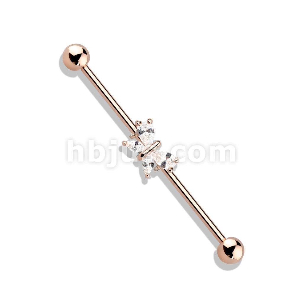 316L Surgical Steel Tear Drop and Marquise CZ Butterfly 316L Surgical... - Image 5