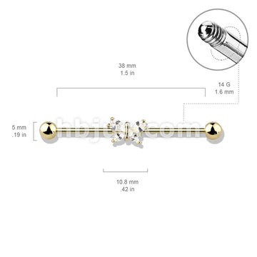 316L Surgical Steel Tear Drop and Marquise CZ Butterfly 316L Surgical... - Image 6