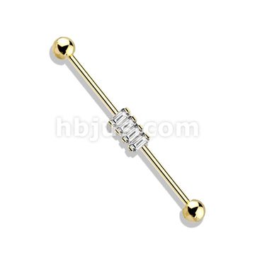 316L Surgical Steel 4 Square CZ Set 316L Surgical Steel Industrial Barbells - Image 4