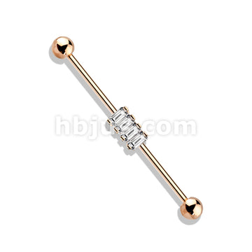 316L Surgical Steel 4 Square CZ Set 316L Surgical Steel Industrial Barbells - Image 5
