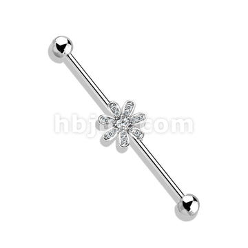 316L Surgical Steel Micro CZ Paved Flower 316L Surgical Steel... - Image 3
