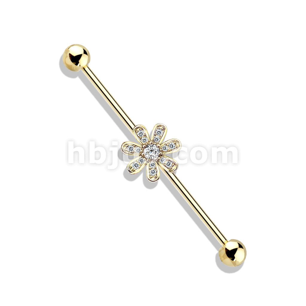316L Surgical Steel Micro CZ Paved Flower 316L Surgical Steel... - Image 4