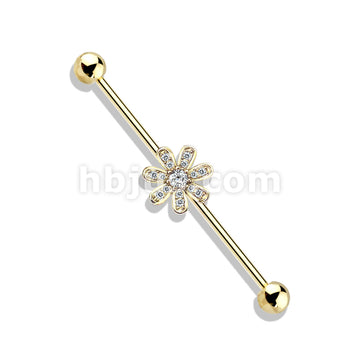 316L Surgical Steel Micro CZ Paved Flower 316L Surgical Steel... - Image 4