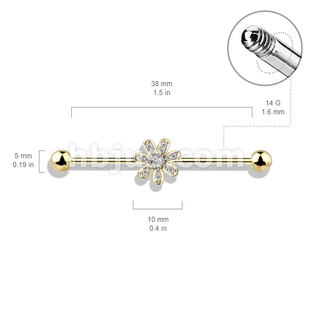 316L Surgical Steel Micro CZ Paved Flower 316L Surgical Steel... - Image 6