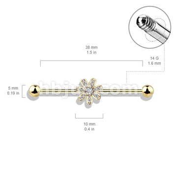 316L Surgical Steel Micro CZ Paved Flower 316L Surgical Steel... - Image 6
