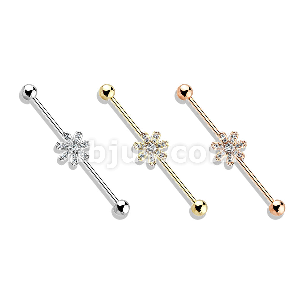 316L Surgical Steel Micro CZ Paved Flower 316L Surgical Steel... - Image 7