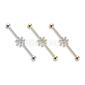 316L Surgical Steel Micro CZ Paved Flower 316L Surgical Steel... - Image 7