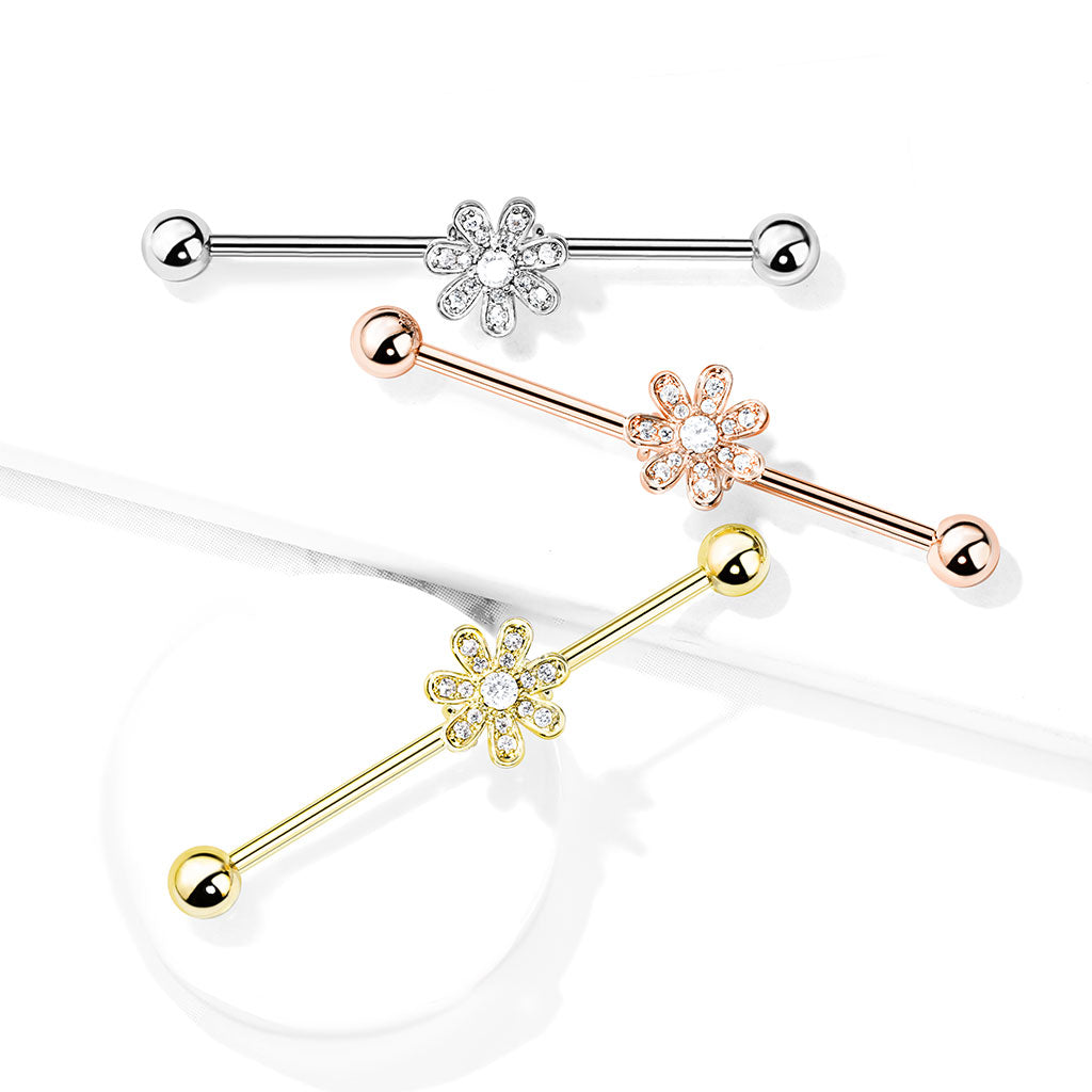 316L Surgical Steel Micro CZ Paved Flower 316L Surgical Steel...
