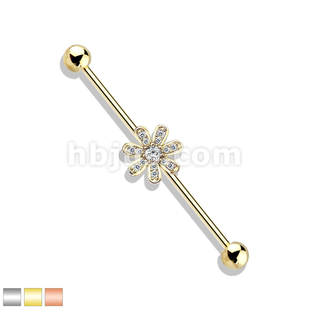 316L Surgical Steel Micro CZ Paved Flower 316L Surgical Steel... - Image 2