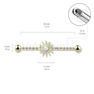 316L Surgical Steel Opal Center Sunburst 316L Surgical Steel Industrial... - Image 7