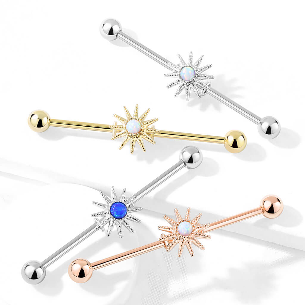 316L Surgical Steel Opal Center Sunburst 316L Surgical Steel Industrial...