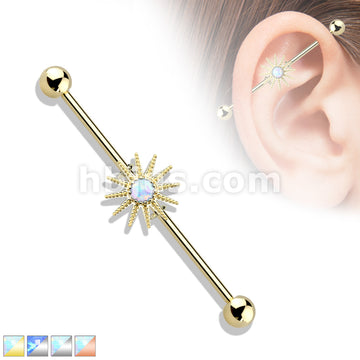 316L Surgical Steel Opal Center Sunburst 316L Surgical Steel Industrial... - Image 2