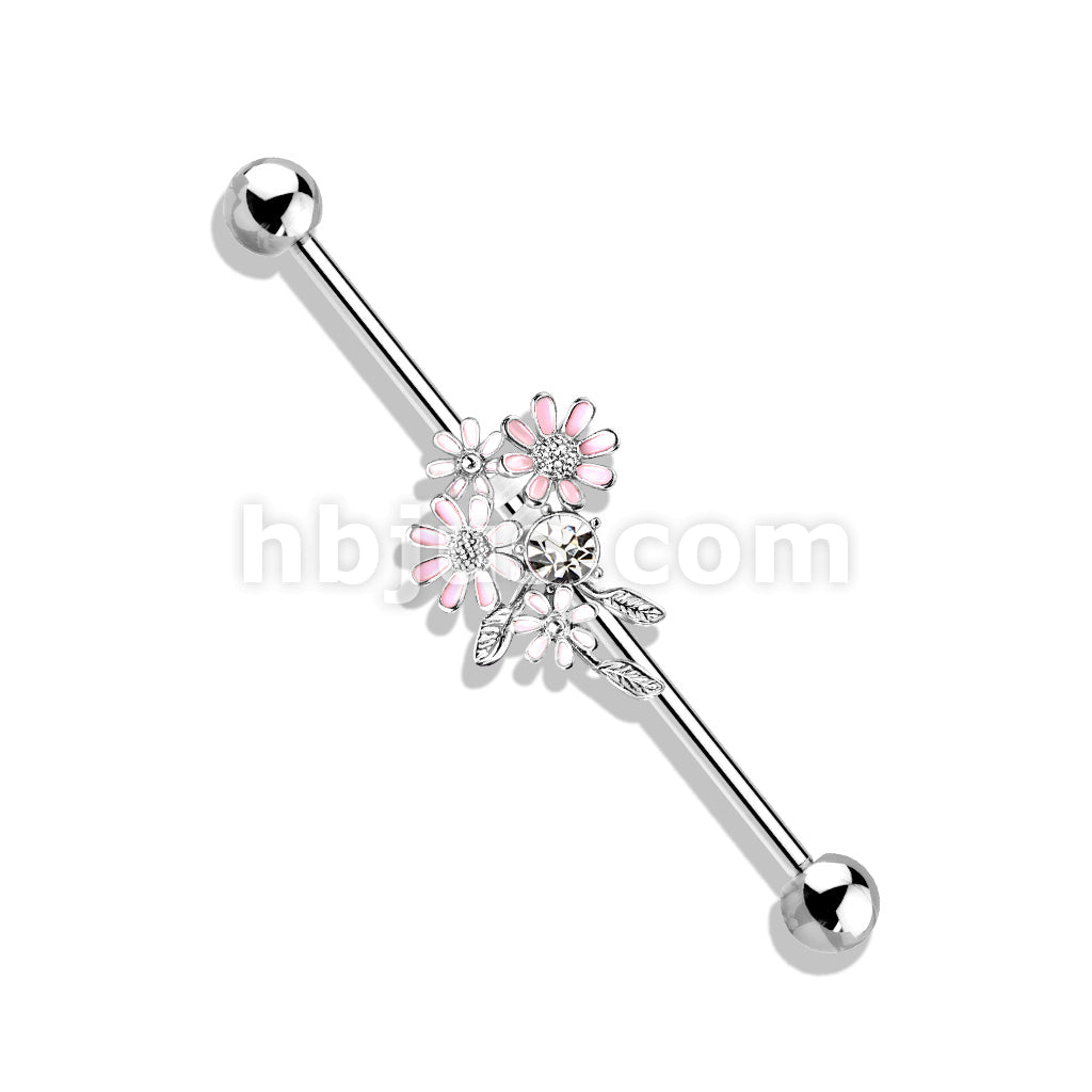 316L Surgical Steel CZ and Enamel Flower Bouquet 316L Surgical Steel... - Image 3