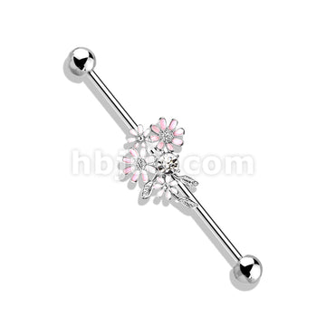 316L Surgical Steel CZ and Enamel Flower Bouquet 316L Surgical Steel... - Image 3