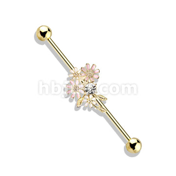 316L Surgical Steel CZ and Enamel Flower Bouquet 316L Surgical Steel... - Image 4
