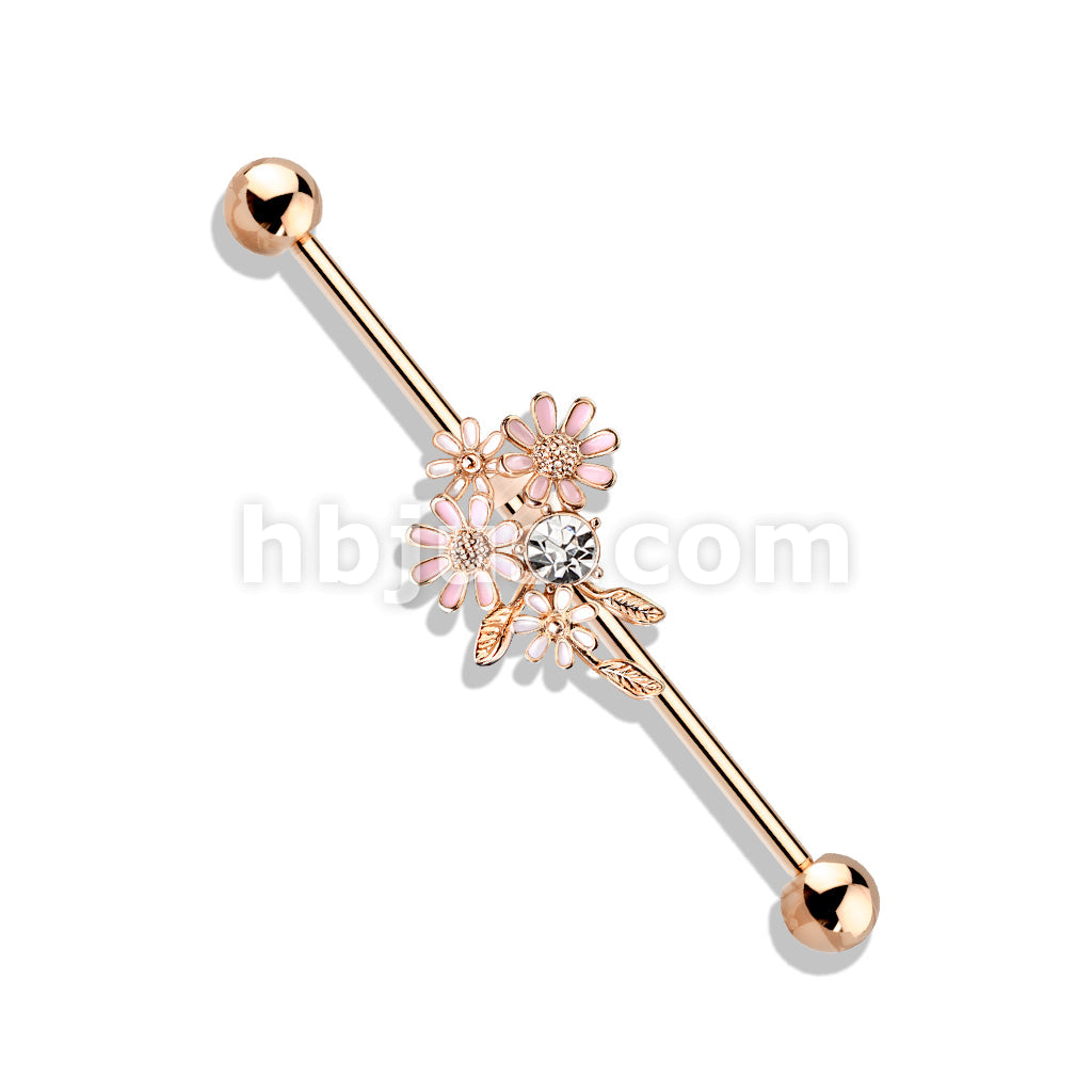 316L Surgical Steel CZ and Enamel Flower Bouquet 316L Surgical Steel... - Image 5