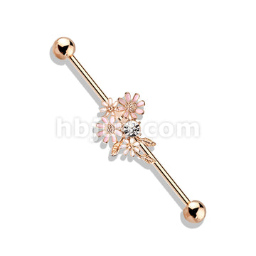 316L Surgical Steel CZ and Enamel Flower Bouquet 316L Surgical Steel... - Image 5