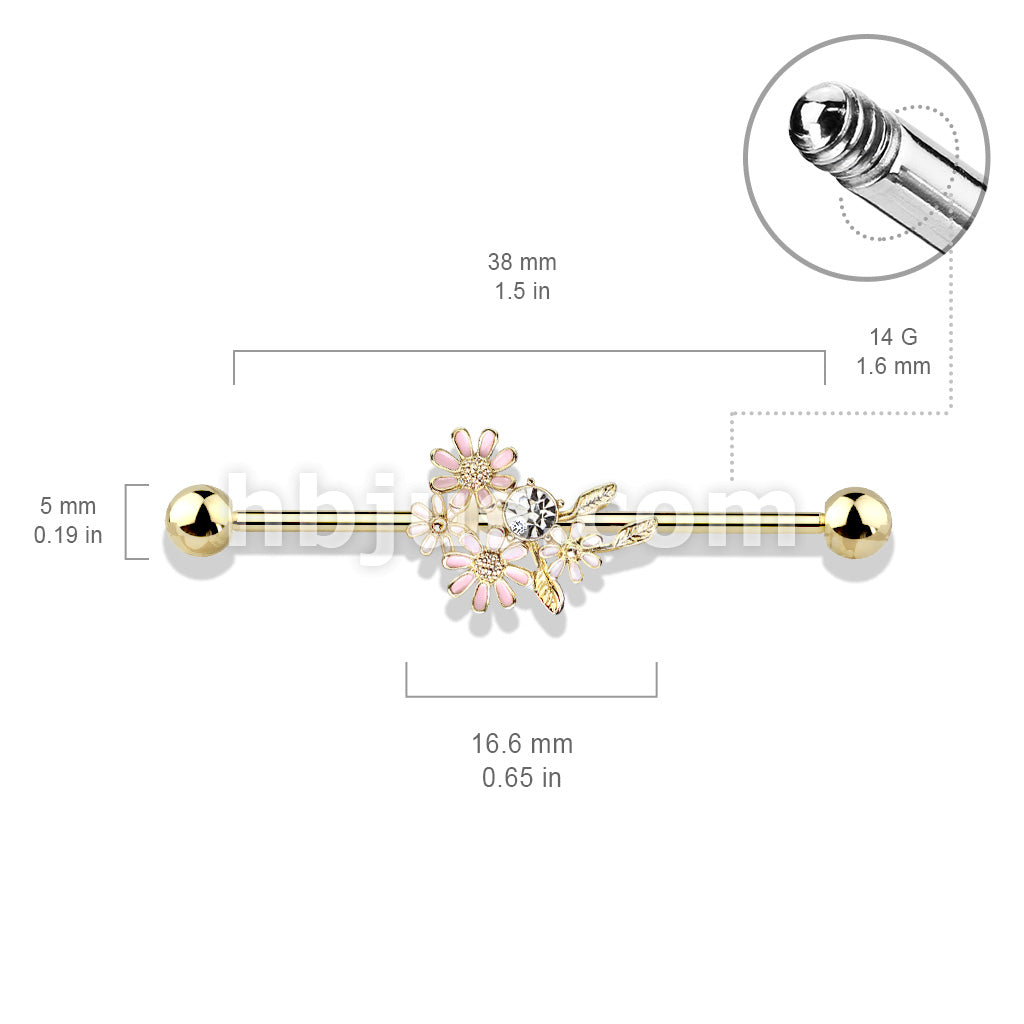 316L Surgical Steel CZ and Enamel Flower Bouquet 316L Surgical Steel... - Image 6