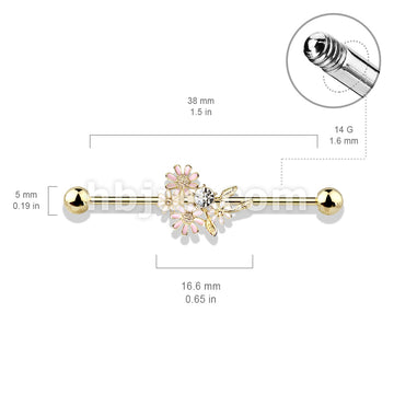 316L Surgical Steel CZ and Enamel Flower Bouquet 316L Surgical Steel... - Image 6
