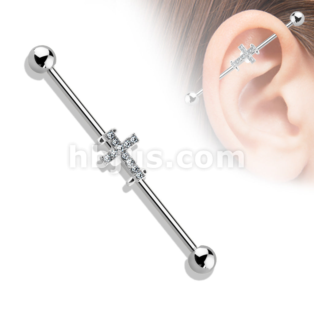 316L Surgical Steel Crystal Paved Cross 316L Surgical Steel Industrial... - Image 3