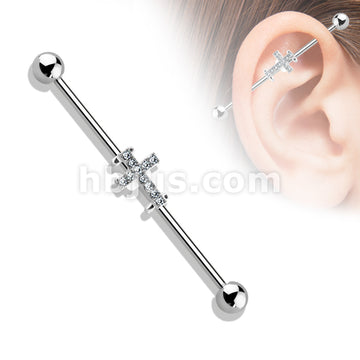 316L Surgical Steel Crystal Paved Cross 316L Surgical Steel Industrial... - Image 3