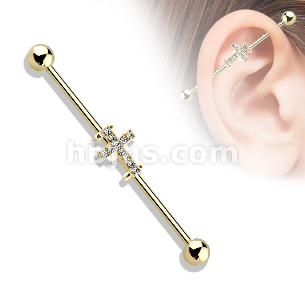 316L Surgical Steel Crystal Paved Cross 316L Surgical Steel Industrial... - Image 4