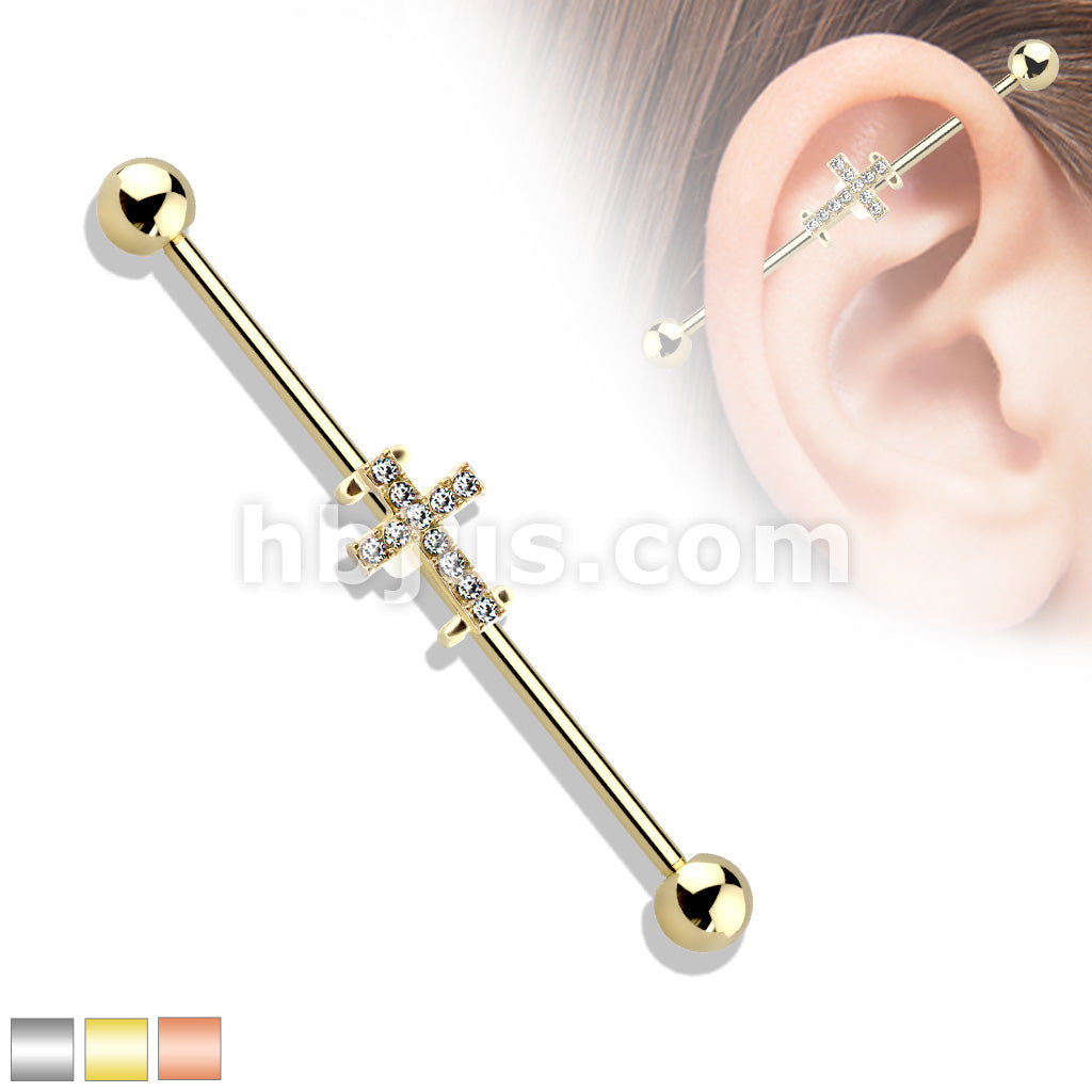 316L Surgical Steel Crystal Paved Cross 316L Surgical Steel Industrial... - Image 2