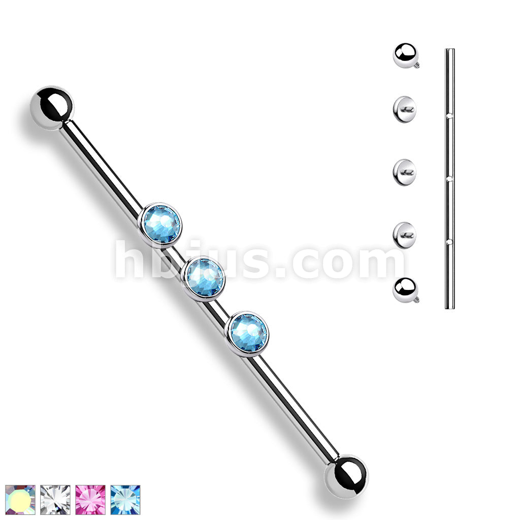 3-Internal Thread Round Gem 316L Surgical Steel Internal thread... - Image 2
