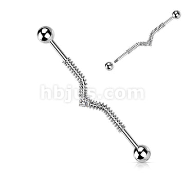 316L Surgical Steel Industrial Barbell with Spring Coil and Square... - Image 3