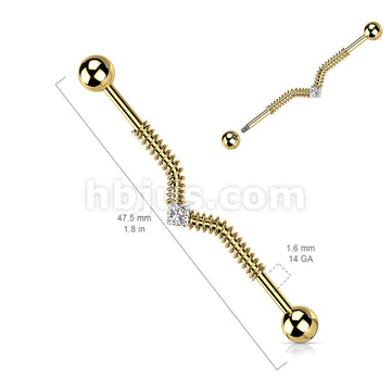 316L Surgical Steel Industrial Barbell with Spring Coil and Square... - Image 5