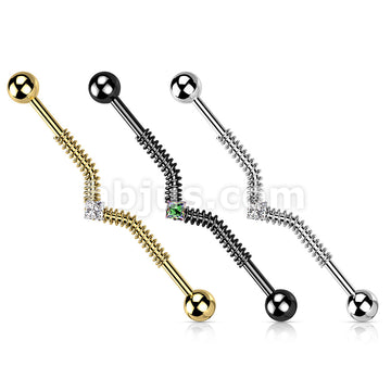316L Surgical Steel Industrial Barbell with Spring Coil and Square... - Image 6