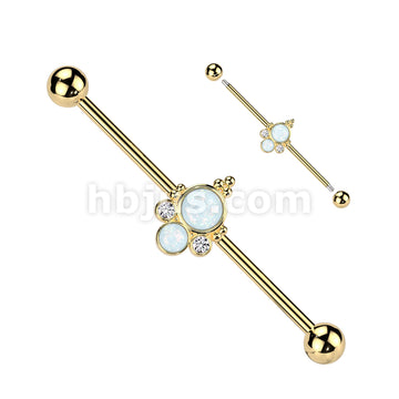 316L Surgical Steel 316L Surgical Steel Baguette Double Opal and Double... - Image 2