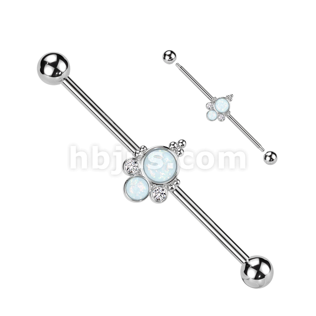 316L Surgical Steel 316L Surgical Steel Baguette Double Opal and Double... - Image 3