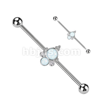 316L Surgical Steel 316L Surgical Steel Baguette Double Opal and Double... - Image 3