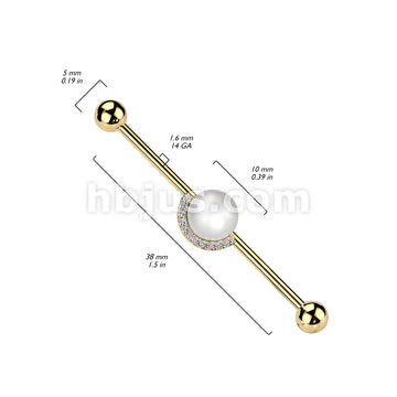 316L Surgical Steel 316L Surgical Steel Industrial Barbell With Pearl... - Image 4