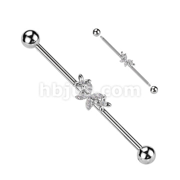 316L Surgical Steel 316L Surgical Steel Triple Butterfly With Pave CZ... - Image 3