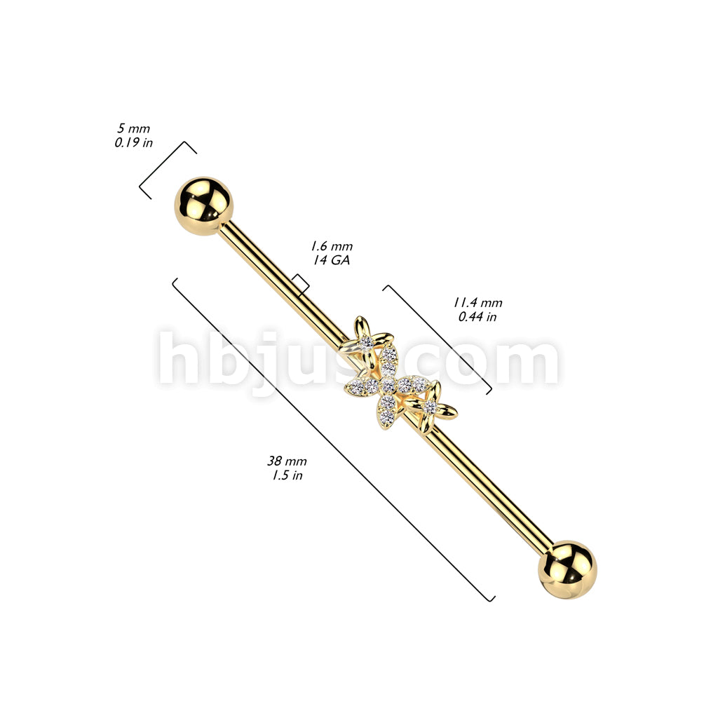 316L Surgical Steel 316L Surgical Steel Triple Butterfly With Pave CZ... - Image 4