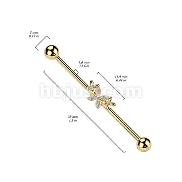 316L Surgical Steel 316L Surgical Steel Triple Butterfly With Pave CZ... - Image 4
