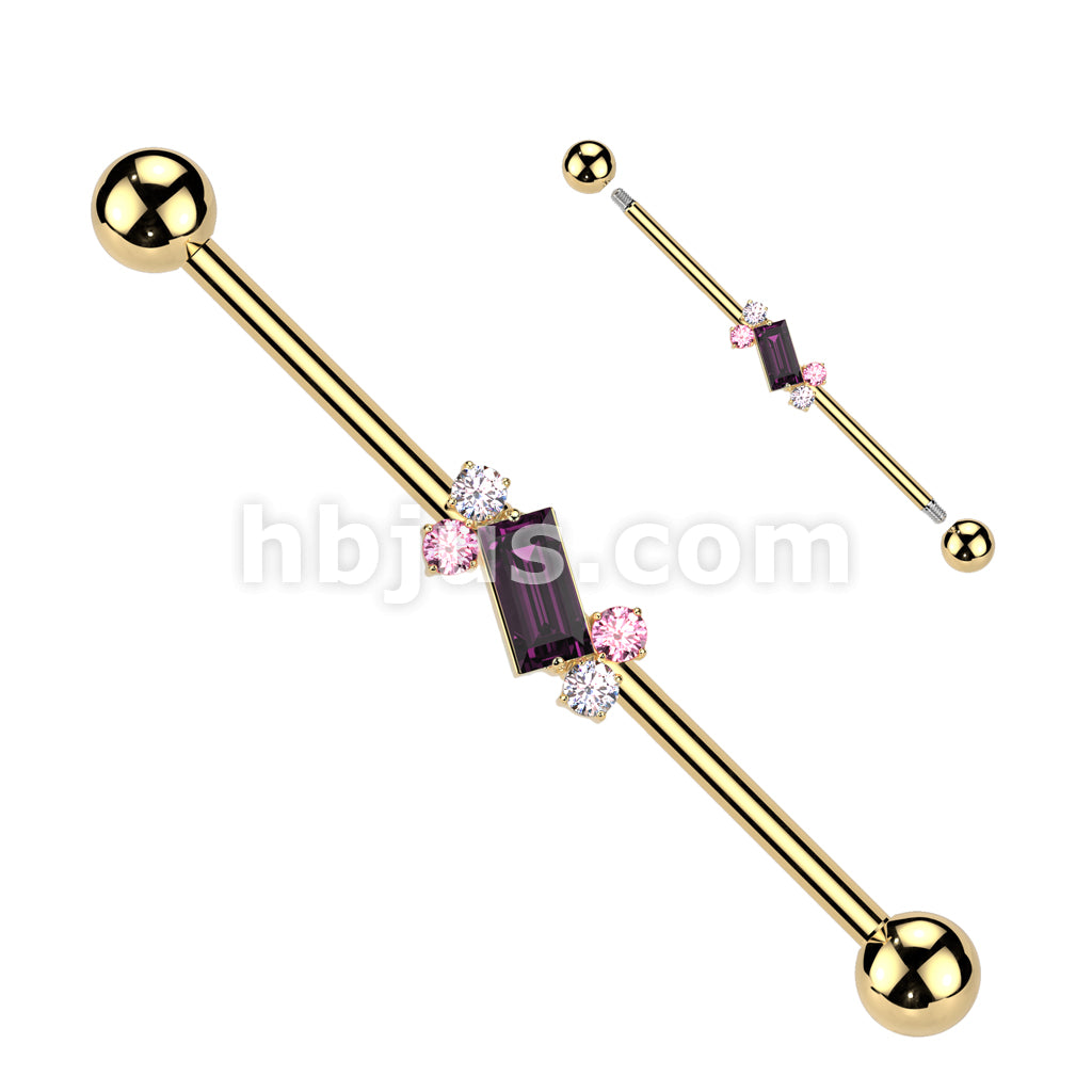 316L Surgical Steel 316L Surgical Steel Double Round CZ With Baguette... - Image 2