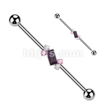 316L Surgical Steel 316L Surgical Steel Double Round CZ With Baguette... - Image 3