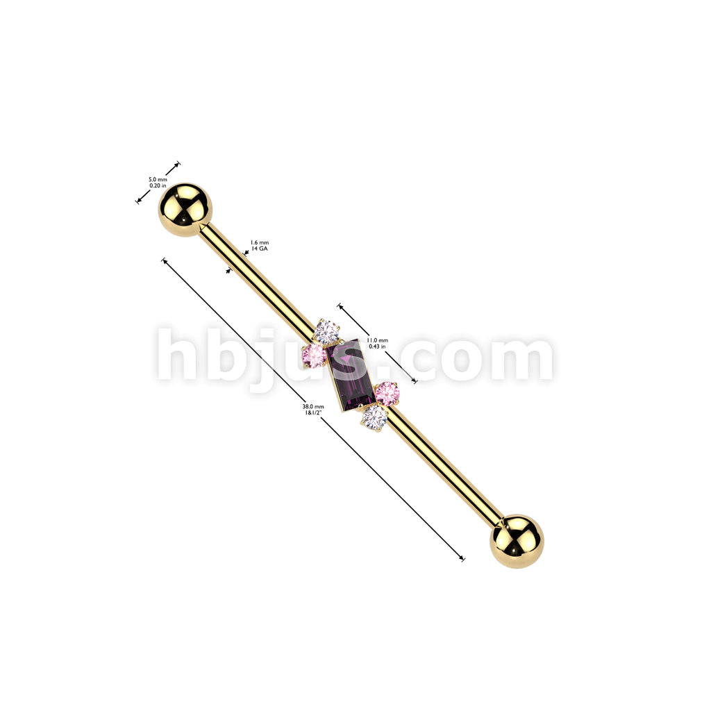 316L Surgical Steel 316L Surgical Steel Double Round CZ With Baguette... - Image 4