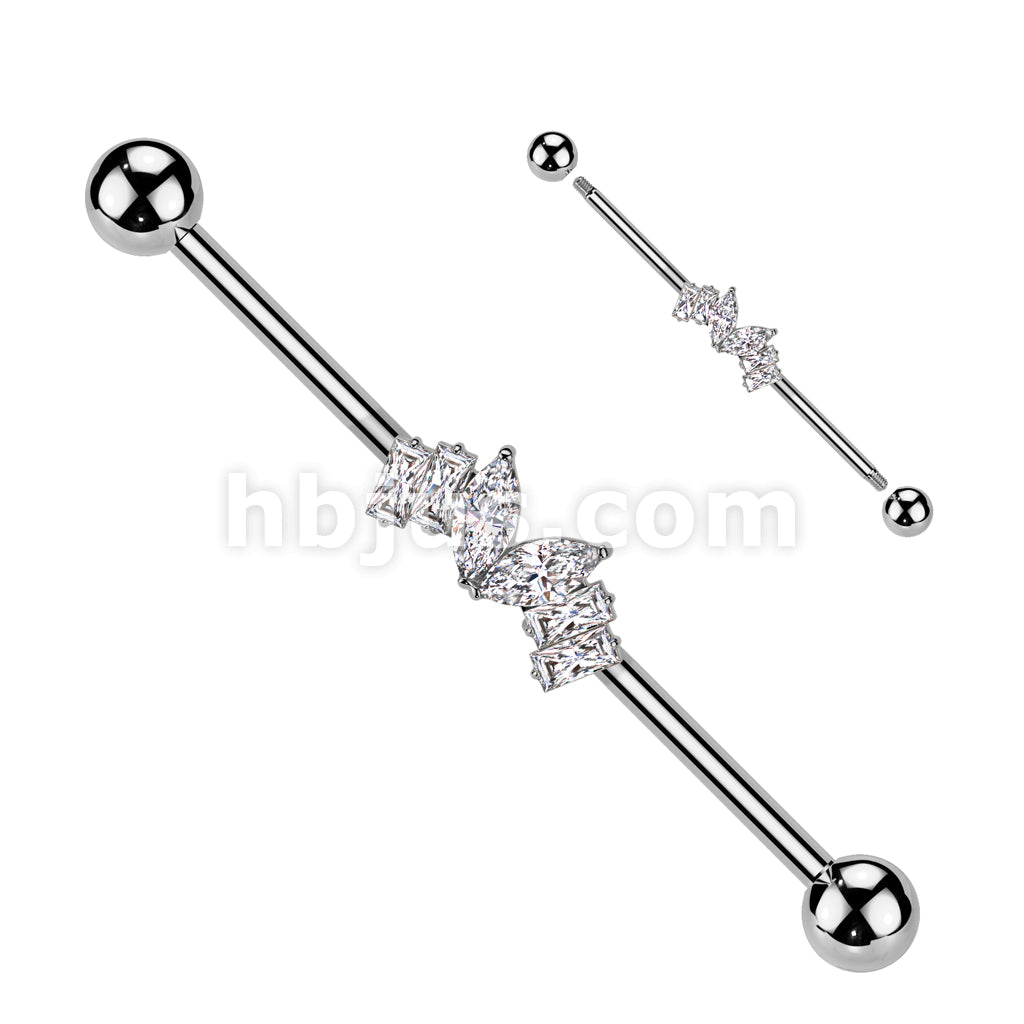 316L Surgical Steel 316L Surgical Steel Marquise CZ Heart Center and 2... - Image 2