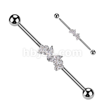 316L Surgical Steel 316L Surgical Steel Marquise CZ Heart Center and 2... - Image 2