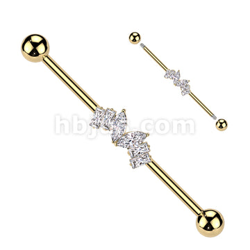 316L Surgical Steel 316L Surgical Steel Marquise CZ Heart Center and 2... - Image 3