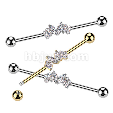 316L Surgical Steel 316L Surgical Steel Marquise CZ Heart Center and 2...