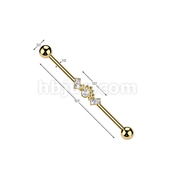 316L Surgical Steel Double Baguette CZ Ends With Ball Clusters And... - Image 4