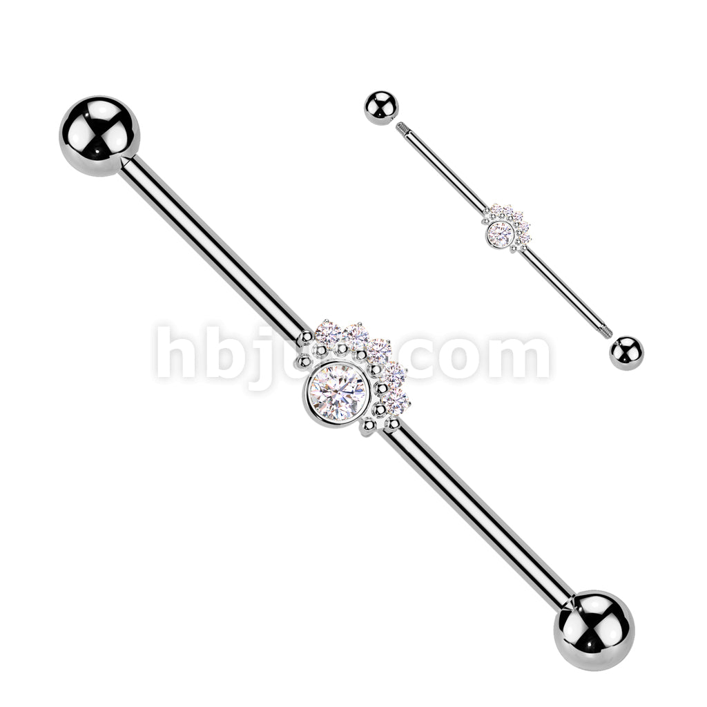 316L Surgical Steel 316L Surgical Steel CZ Fan With Big Round CZ Center... - Image 2