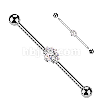 316L Surgical Steel 316L Surgical Steel CZ Fan With Big Round CZ Center... - Image 2