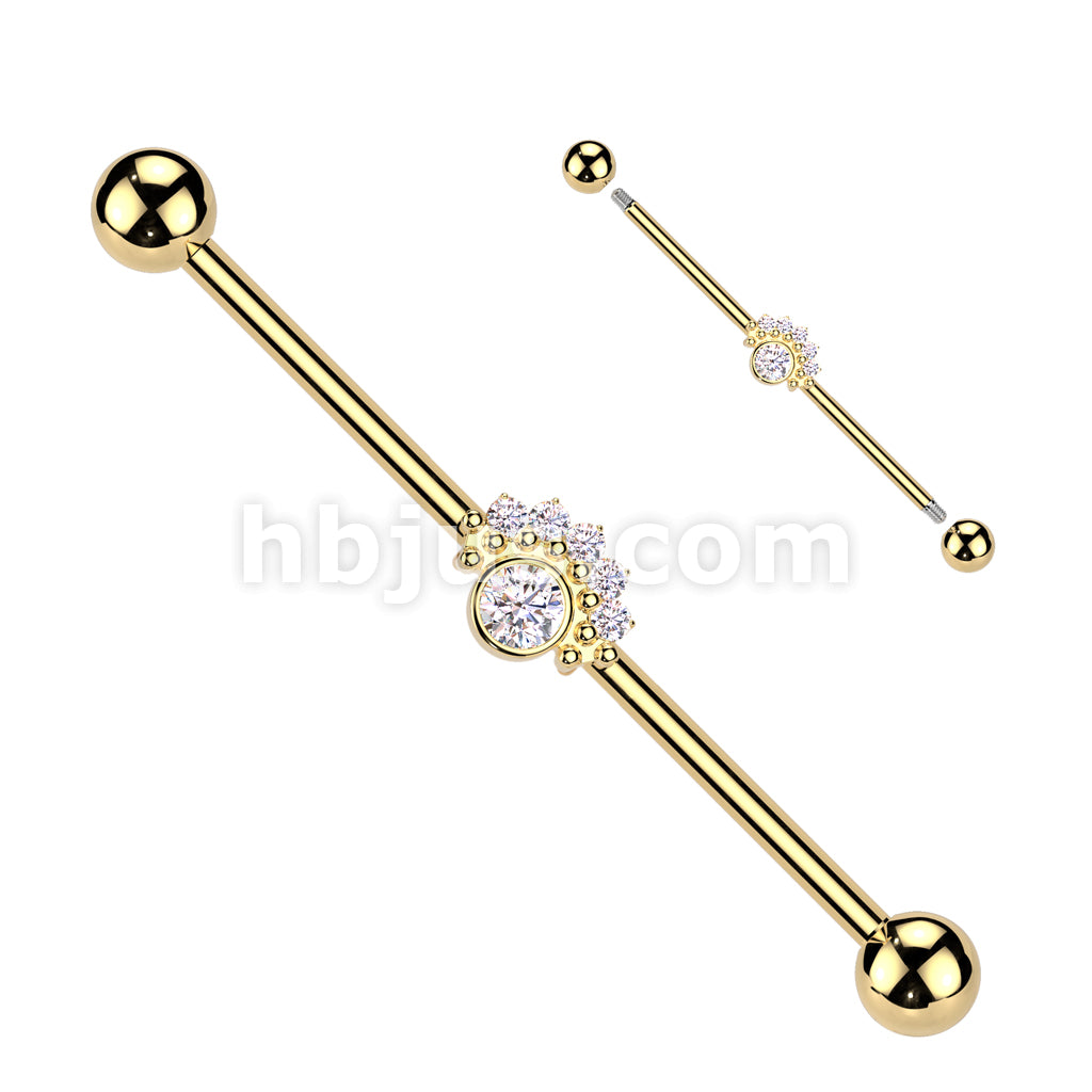 316L Surgical Steel 316L Surgical Steel CZ Fan With Big Round CZ Center... - Image 3